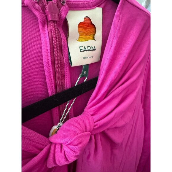 NWT Farm Rio Front Twist Cutout Long Sleeve Pink Bodysuit Size XL - Picture 8 of 8